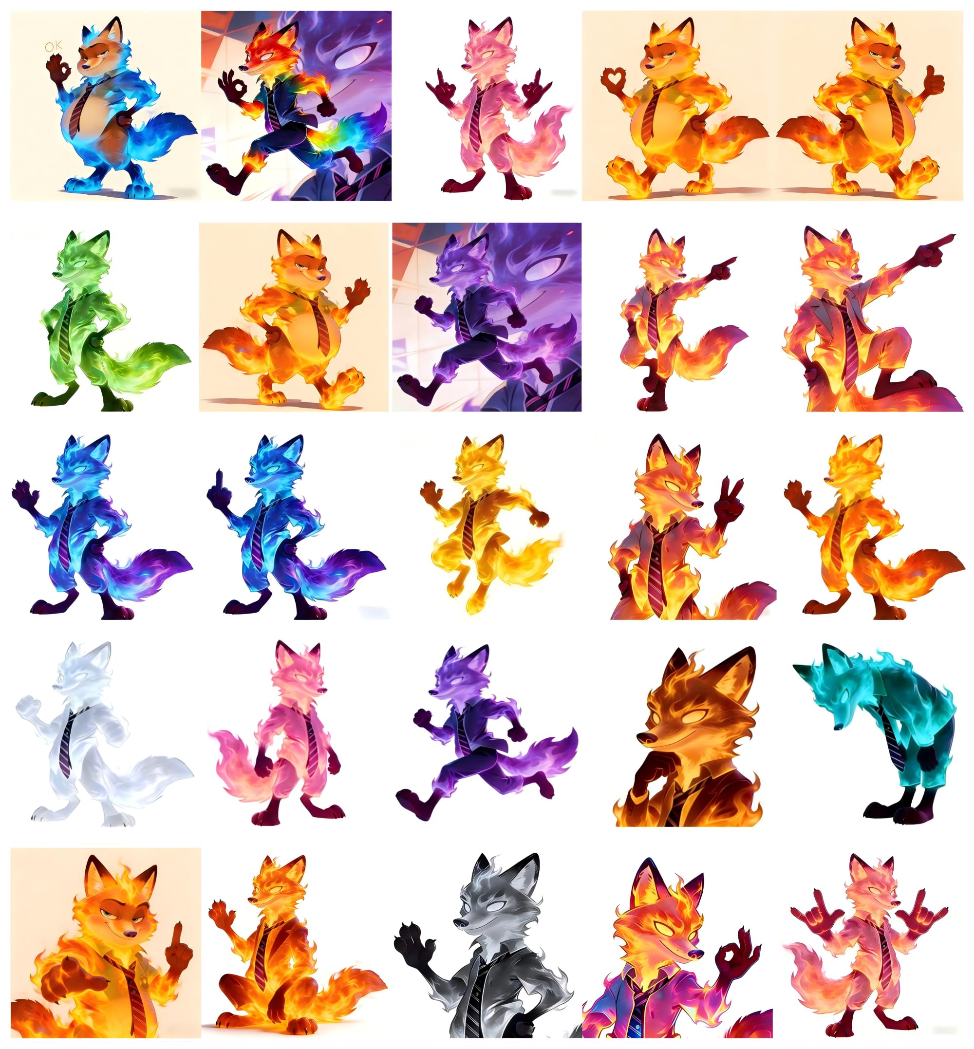 25Pcs Flame Fox Stickers Colourful Fire Vinyl Decals for Laptops Skateboards Luggage Helmets Bikes and Phones Fans Lovers and Fantasy Vibe Enthusiasts