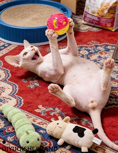 Miniatura 4 de Paquete de 6 pelotas de juguete para gatos activos y gatitos, murciélago juguetón (1.5 pulgadas, juego básico de juguetes para gatos)