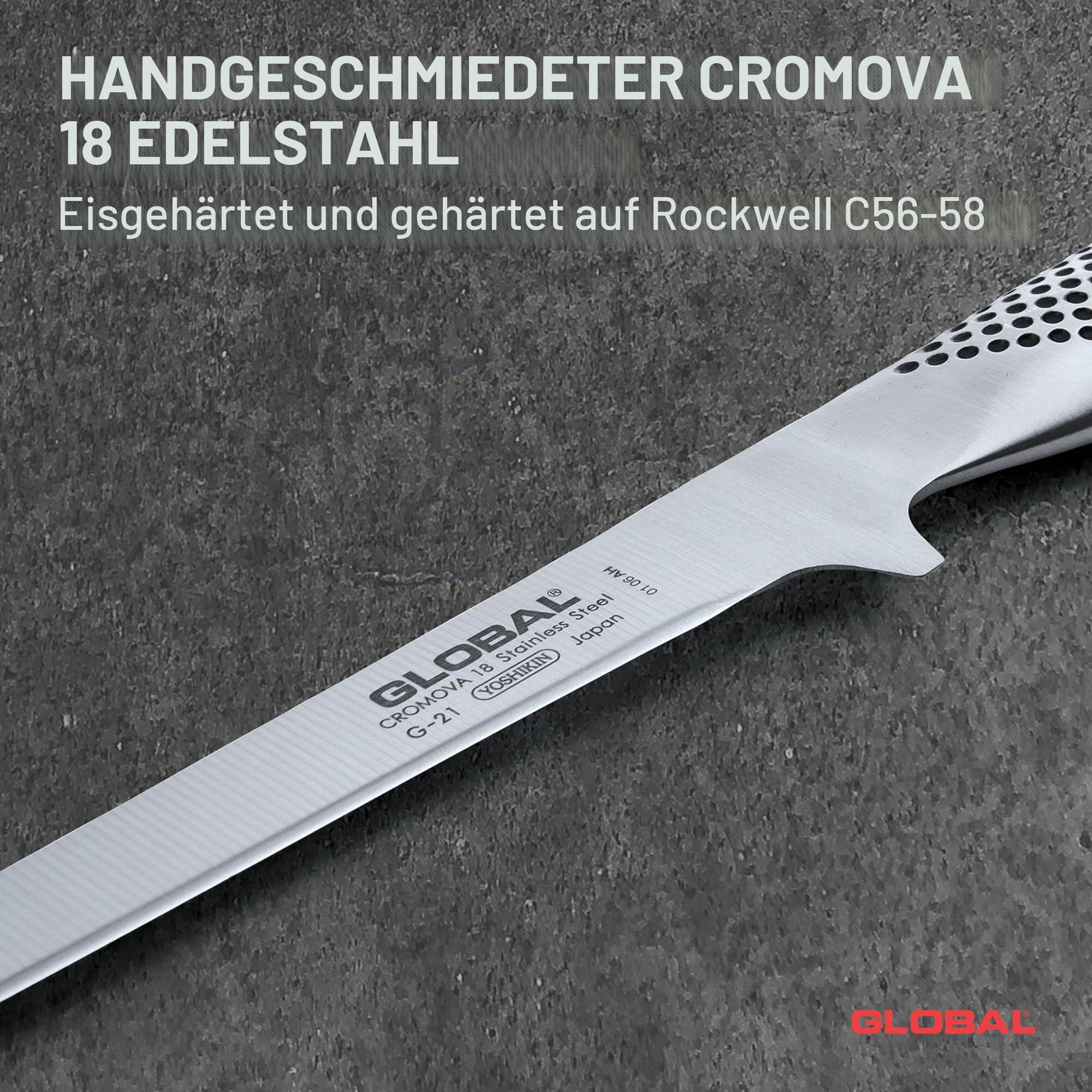 GLOBAL G-21 Ausbeinmesser flexibel – 16 cm – japanisches Profi-Ausbeinmesser aus Cromova 18 Edelstahl