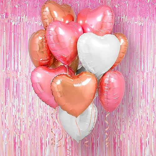 KatchOn, Cortina de flecos iridiscentes de color rosa extragrande de 3.2 x 8 pies, globos de corazĂłn rosa y rosa de 18 pulgadas, paquete de 12 KatchOn, Cortina de flecos iridiscentes de color rosa extragrande de 3.2 x 8 pies, globos de corazĂłn rosa y rosa de 18 pulgadas, paquete de 12