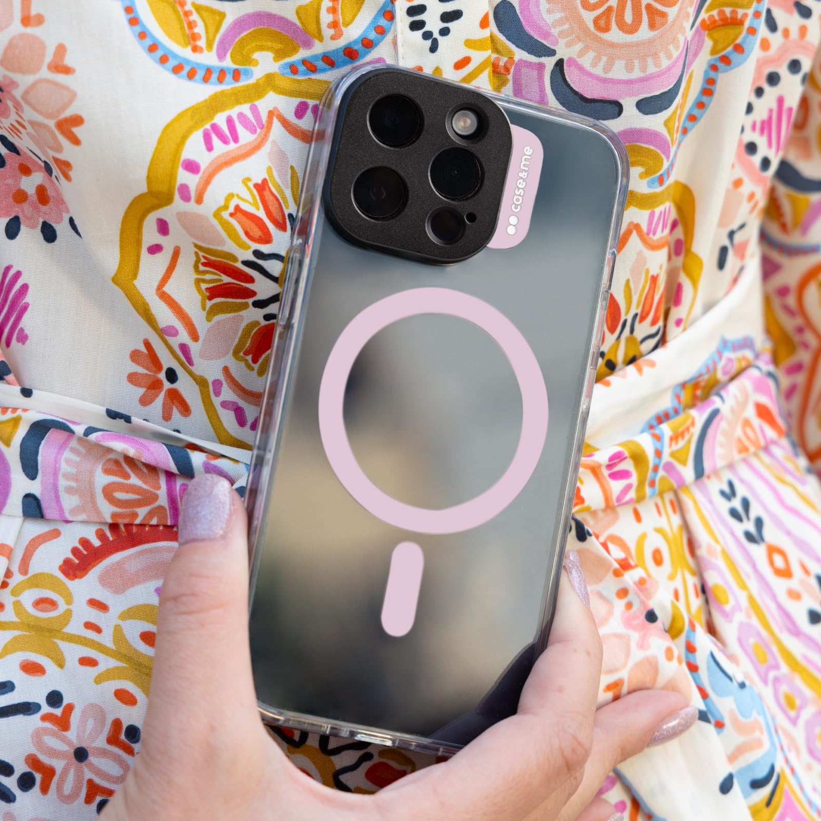 Custodia IPhone 15 Pro Max Case&me Con MagSafe - Cover Trasparente Rosa, Protezione Fotocamera E Ricarica Wireless - Foto 4