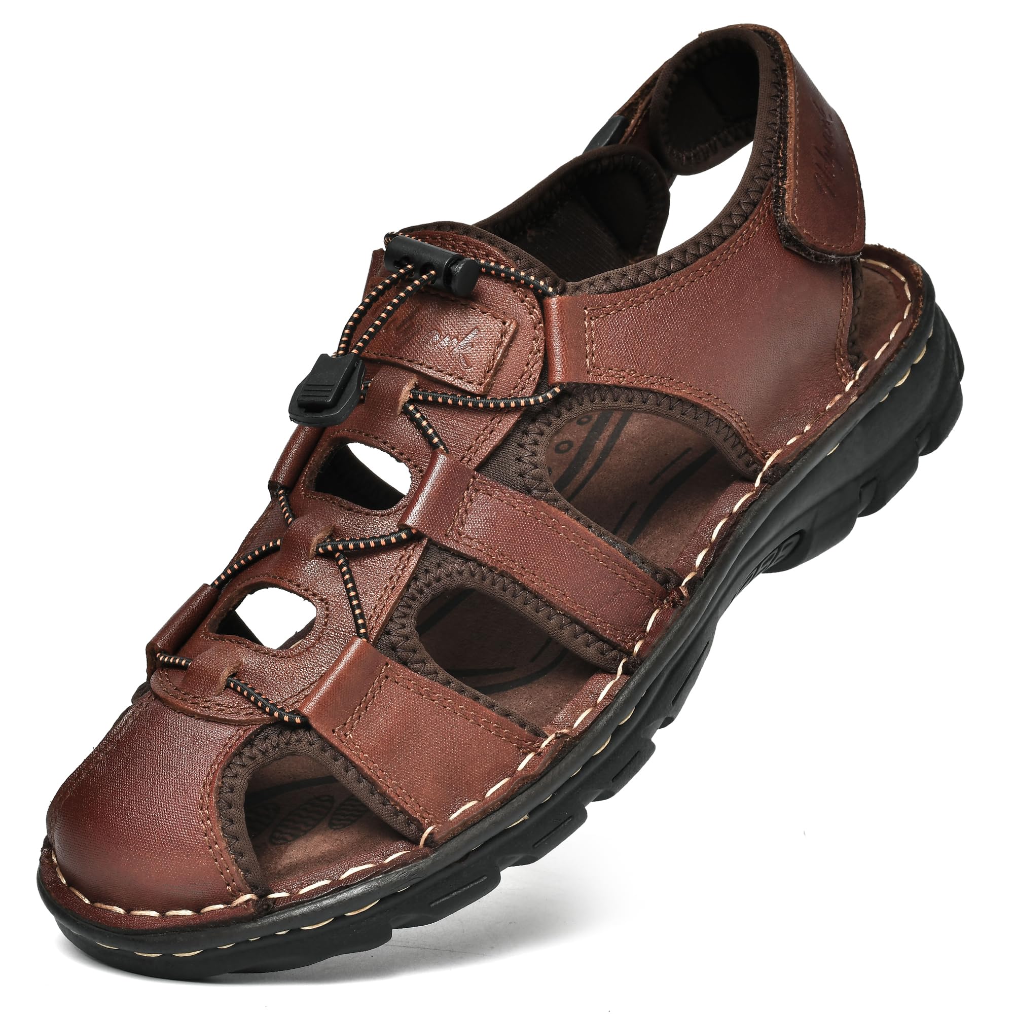 Holy ark Men's Sandals, Open Toe Leather Fisherman Outdoor Hiking Sport Shoes Summer