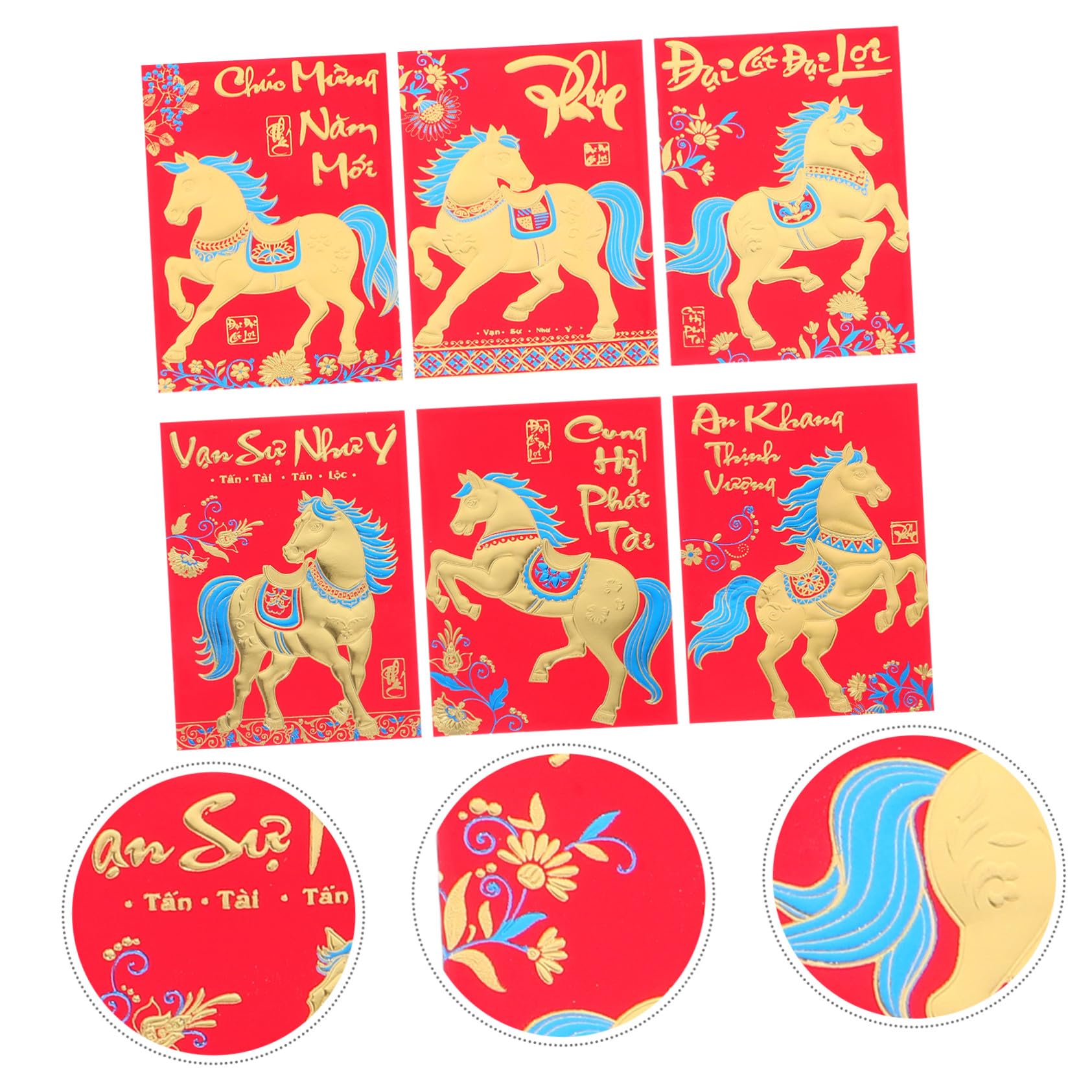 DOITOOL 360piezas Sobres Rojos Año del Caballo Sobres Rojos Chinos Hong Bao para Celebraciones Vietnamitas y Ocasiones Festivas