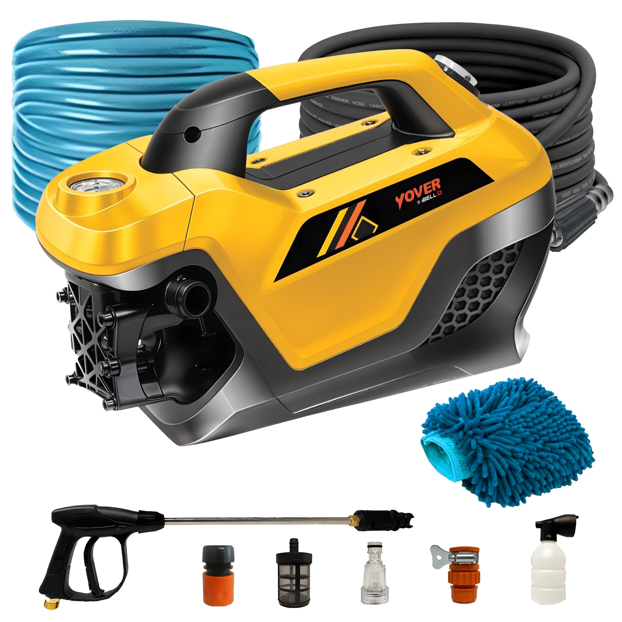 IBELL YO2800 High Pressure Washer, 2800W Induction Motor, 240 Bar Car Washer High Pressure Gun, 12 L/Min Flow, 8M Hose, Portable Pressure Washer for Car, Bike, Home & Outdoor Cleaning-image-16