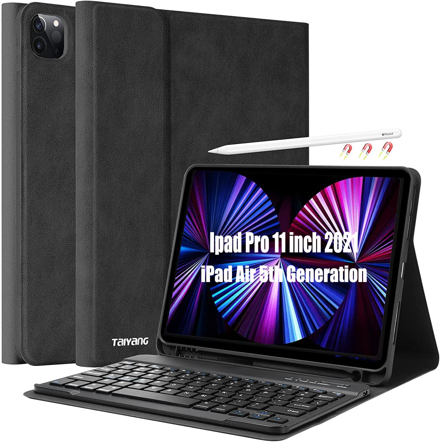iPad Pro 11 Case with Keyboard 2021, iPad Air 4th/5th Generation, Built-in Pencil Holder Detachable 