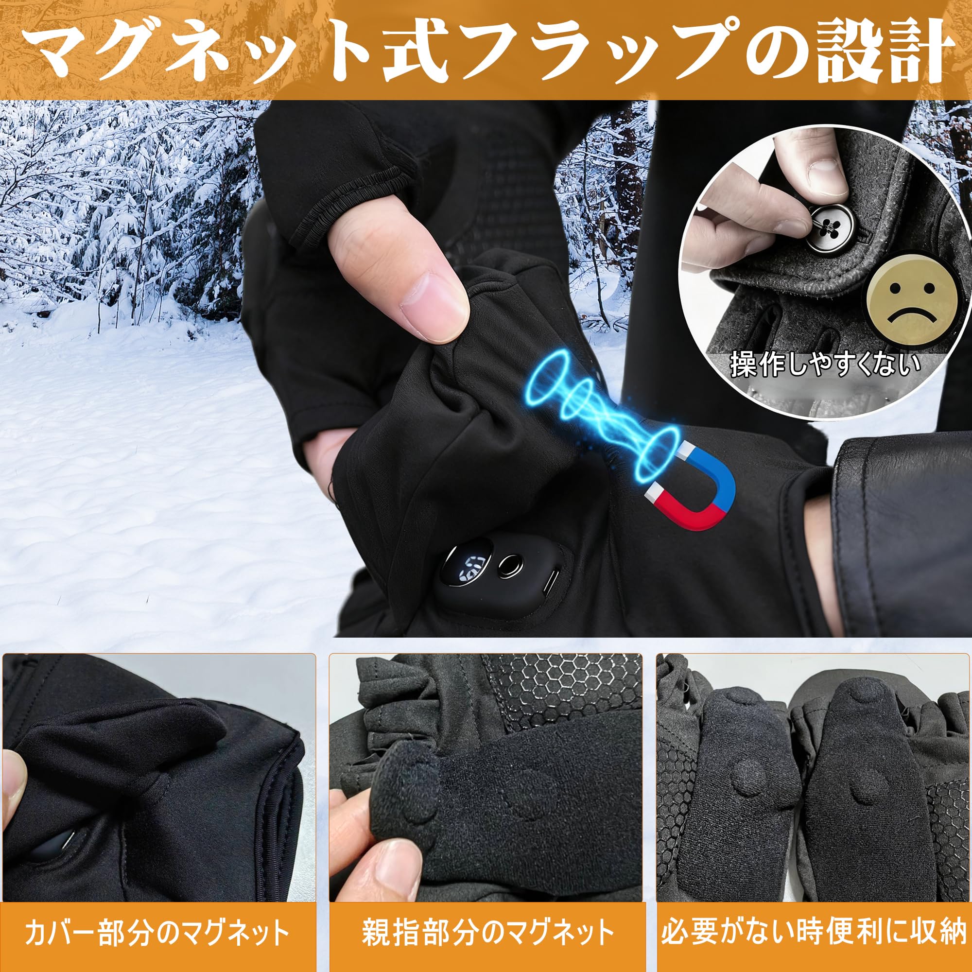 Amazon.co.jp: ヒーター手袋 電熱手袋【指なし＆ミトンカバー 2WAY