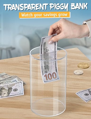 Miniatura 4 de 2 alcancías de acrílico transparente para adultos y niños, tarro de ahorro de dinero transparente que debe romperse para abrir, alcancía no se puede