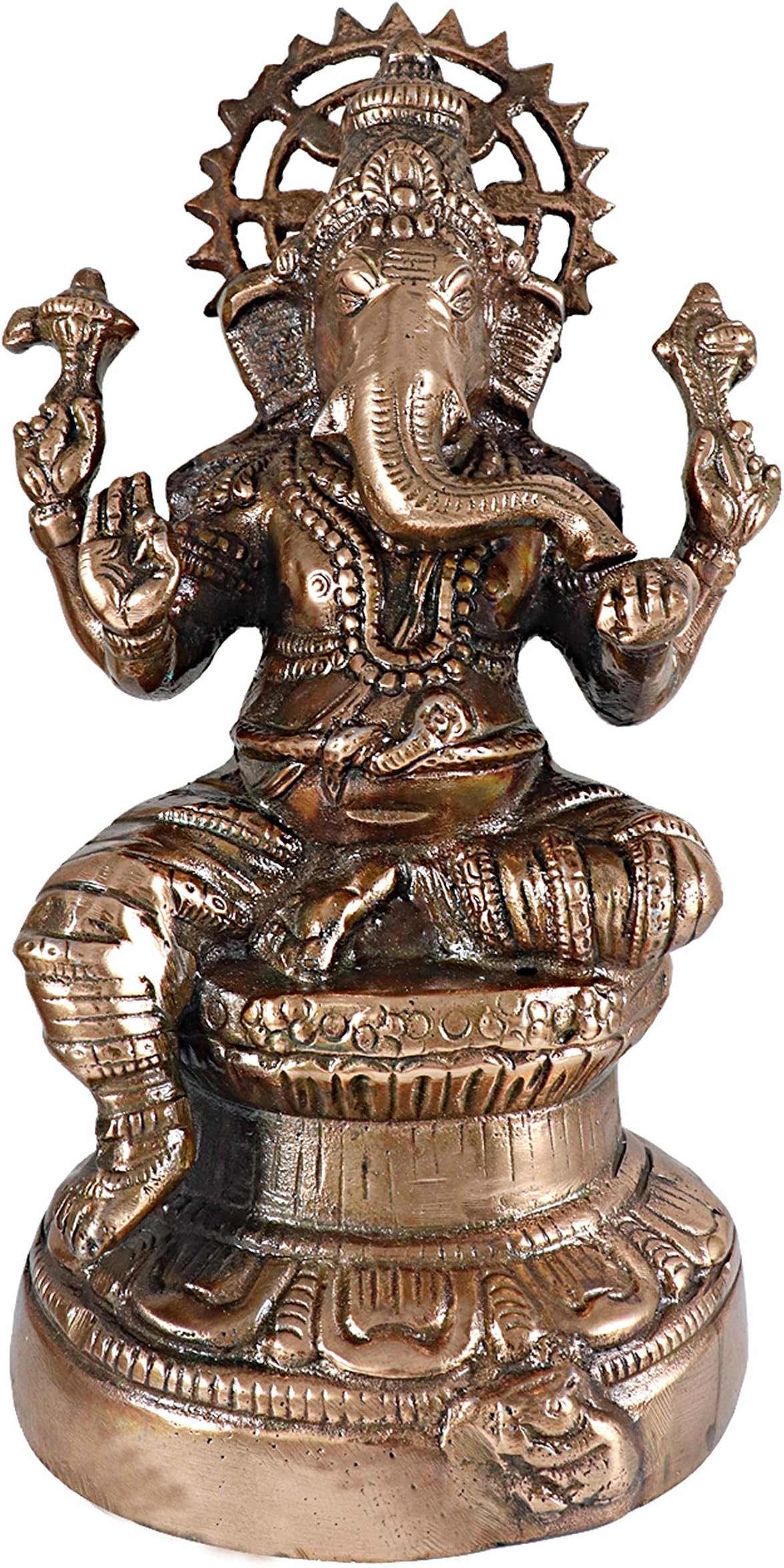 ZULKA Get your traditions Antique Bronze Color Gunmetal Lord Ganesh Statue/Idol Showpiece for Home Decor (Size:11x6 inch)