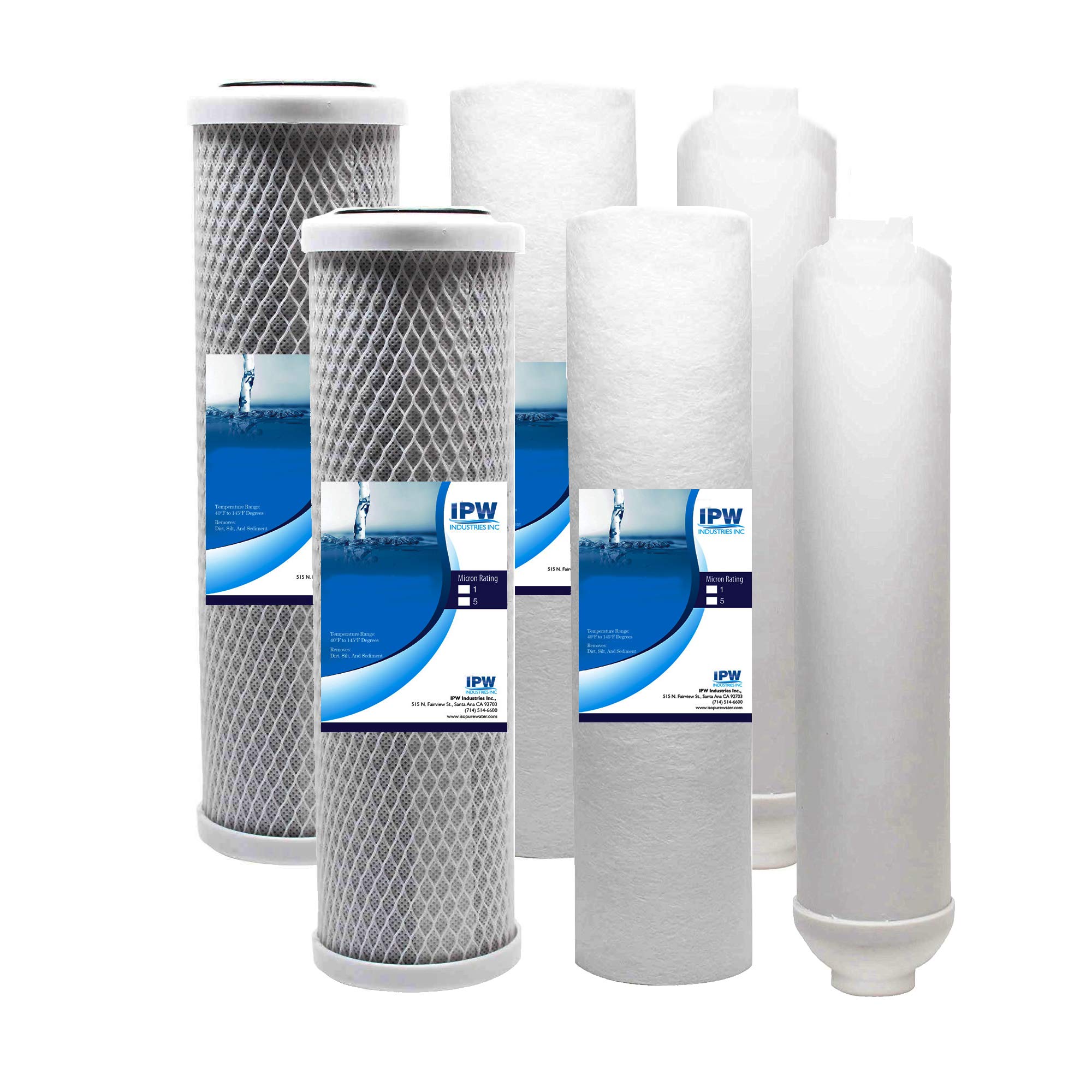 IPW Industries Inc., 2-Pack Puromax PC4 Reverse Osmosis Water Filter Replacement - Carbon & Sediment Filters with Inline Filter for Water Purification