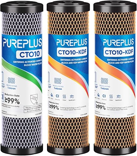 Cartucho de filtro de agua de carbono CTO de 1 micrón, 2.5 x 10 pulgadas, repuesto para sistema de filtro de agua debajo del fregadero, Dupont