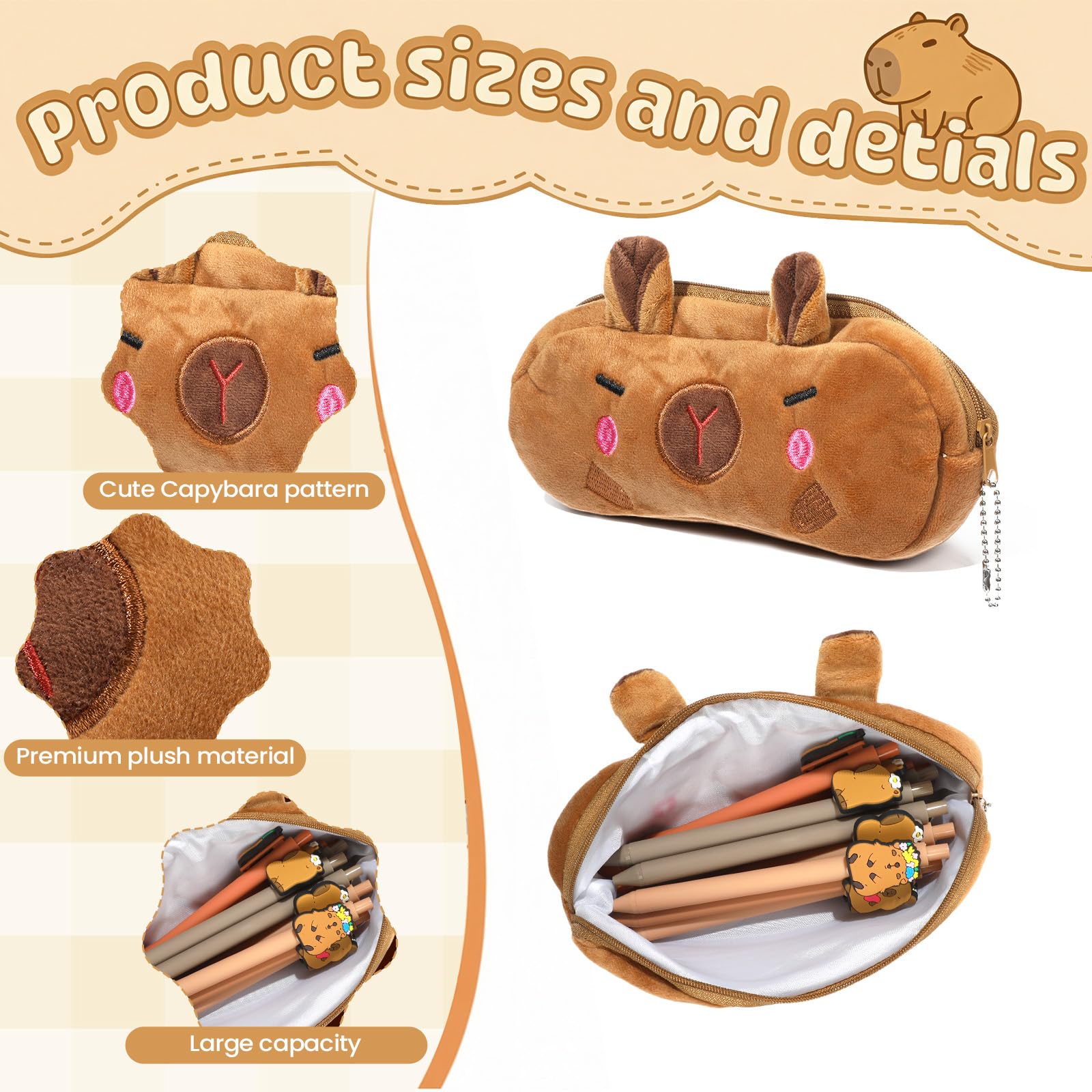 Capybara Stationery Gift Set, 63Pcs Kawaii School Supplies with Pencil Case, Gel Pens & Stickers - Ideal Gifts for Women Men Teens, Perfect for Back to School & Party Bags - Image 2