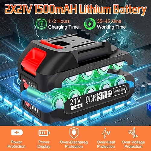 Miniatura 3 de Mini motosierra inalámbrica, motosierra eléctrica de 6 pulgadas, funciona con pilas, 2 baterías recargables de 24 V 2000 mAh con protector contra