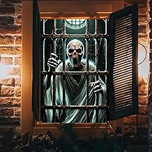 Scary Skeleton Prisoner Halloween Decor, Creepy House &amp; School Dormitory - 31x47 Inch Skeleton Door/Window Cover