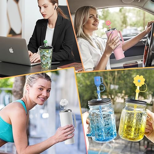 Miniatura 6 de HOSTENU Stanley Cup - 5 piezas de cubiertas con popote para popote Stanley, tapa de popote de silicona para vaso Stanley Cup de 30 y 40 onzas, tapa