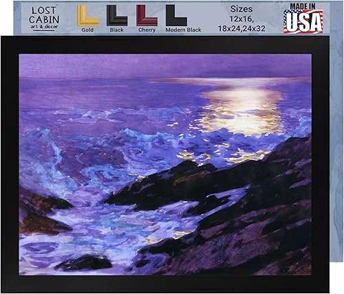 Moonlight On The Coast by Edward Henry Potthast Lienzo enmarcado para pared, lienzo de reproducción de pintura de obra de arte fina, impresión de