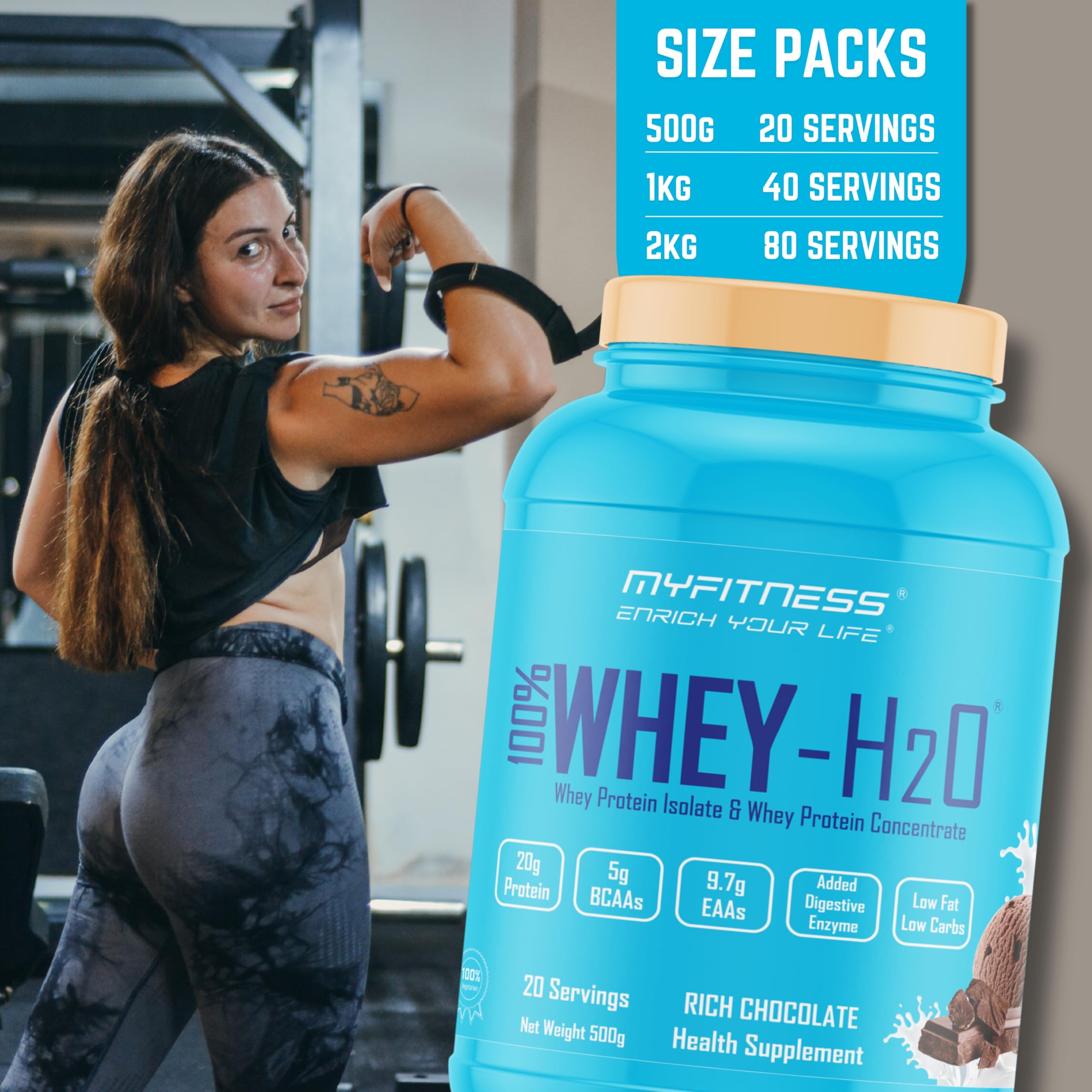 Myfitness Protein Powder 2kg Rich Chocolate 80 Servings | 100% Whey H2O | 80% Protein Per Serving | Isolate & Concentrate Blend | Added Digestive Enzymes | Whey Protein Powder — Amazon image 5