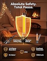 Vista 7 de Calentador al aire libre para patio, 32" Calentadores eléctricos por infrarrojos para interiores con control remoto, 1500W, oscilación de 60°