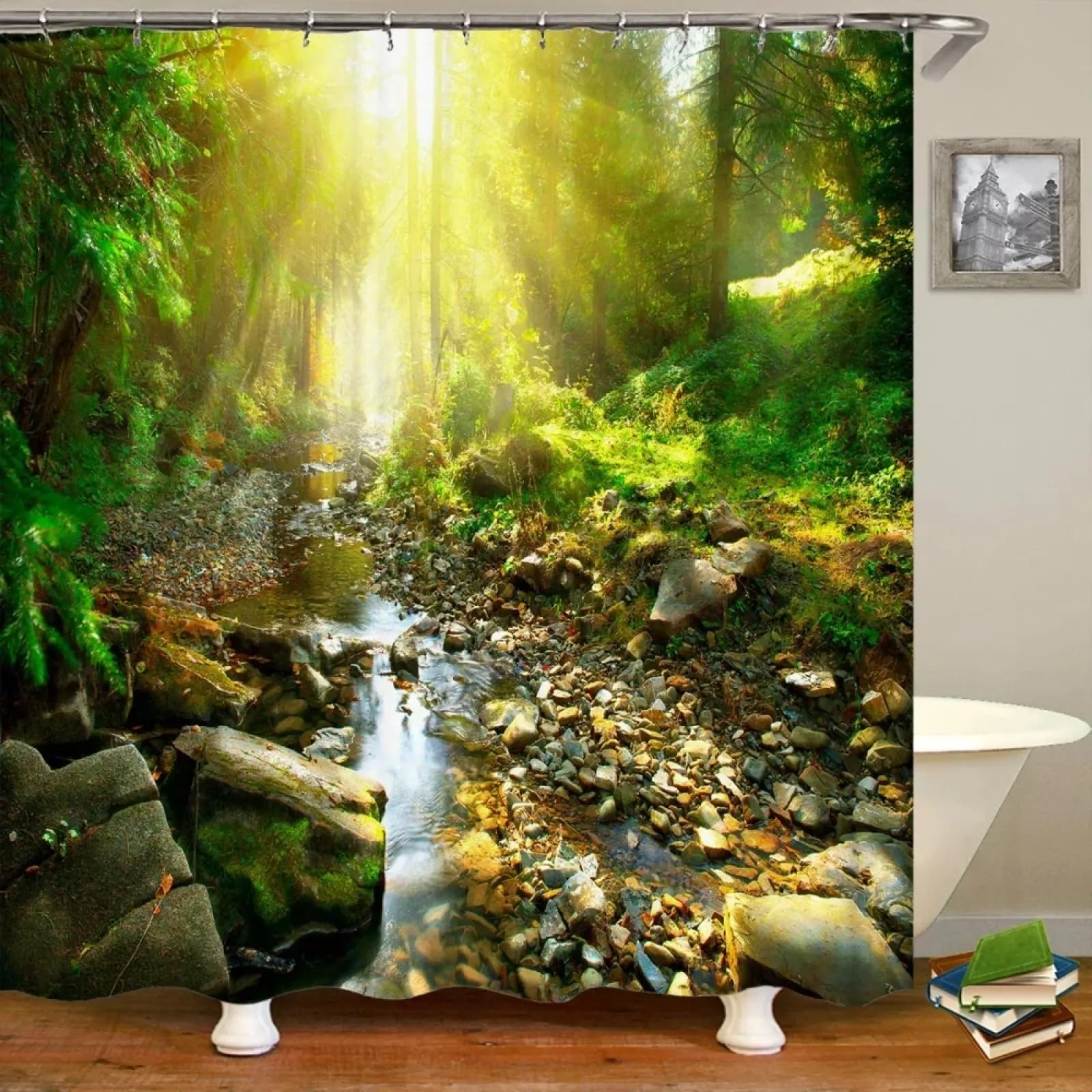 Rideau de douche nature cascade pour créer un spa zen à la maison