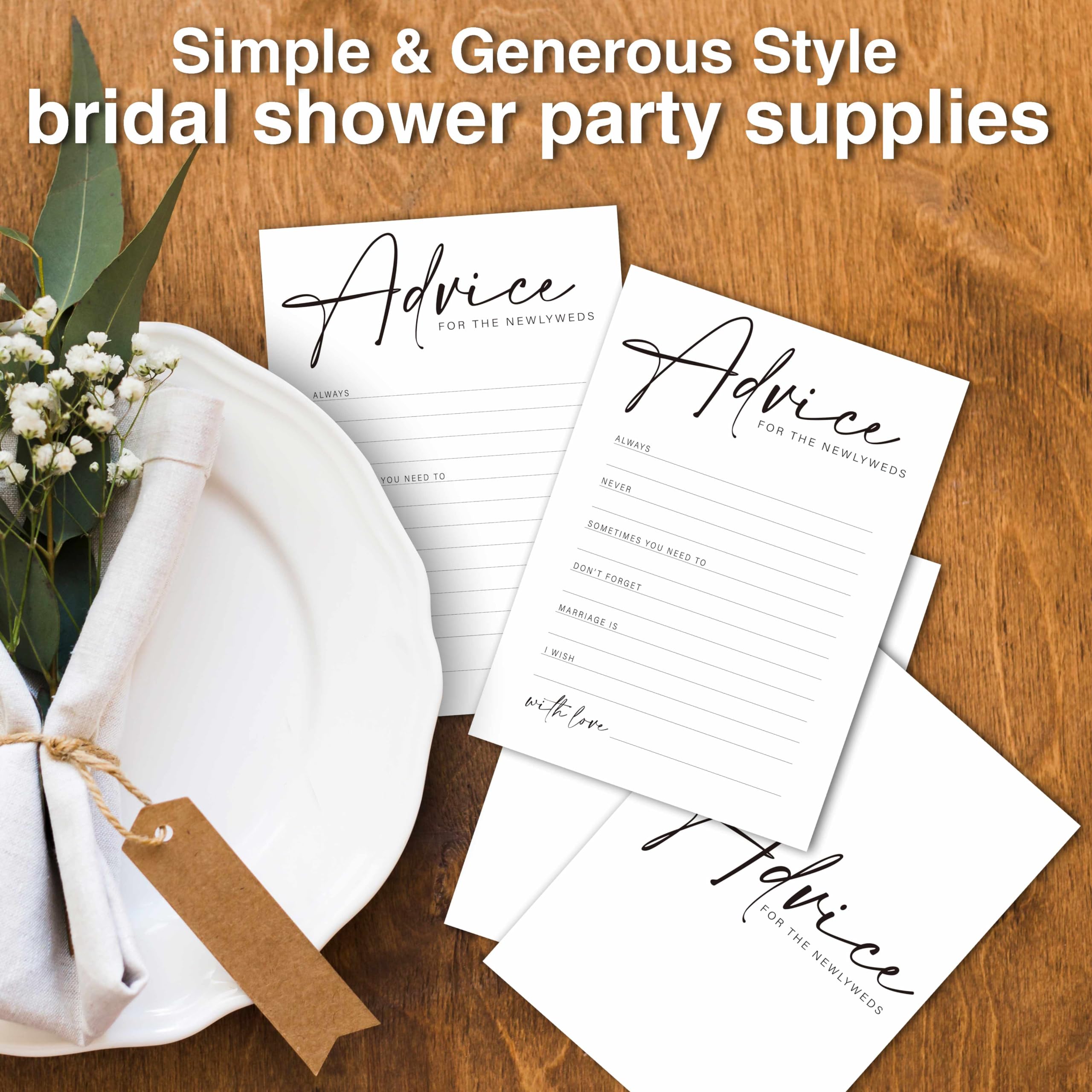 25-Pack Minimalist Bridal Shower Advice Cards - 5x7 Inch Cards For Wedding Party Games & Favors - View #2