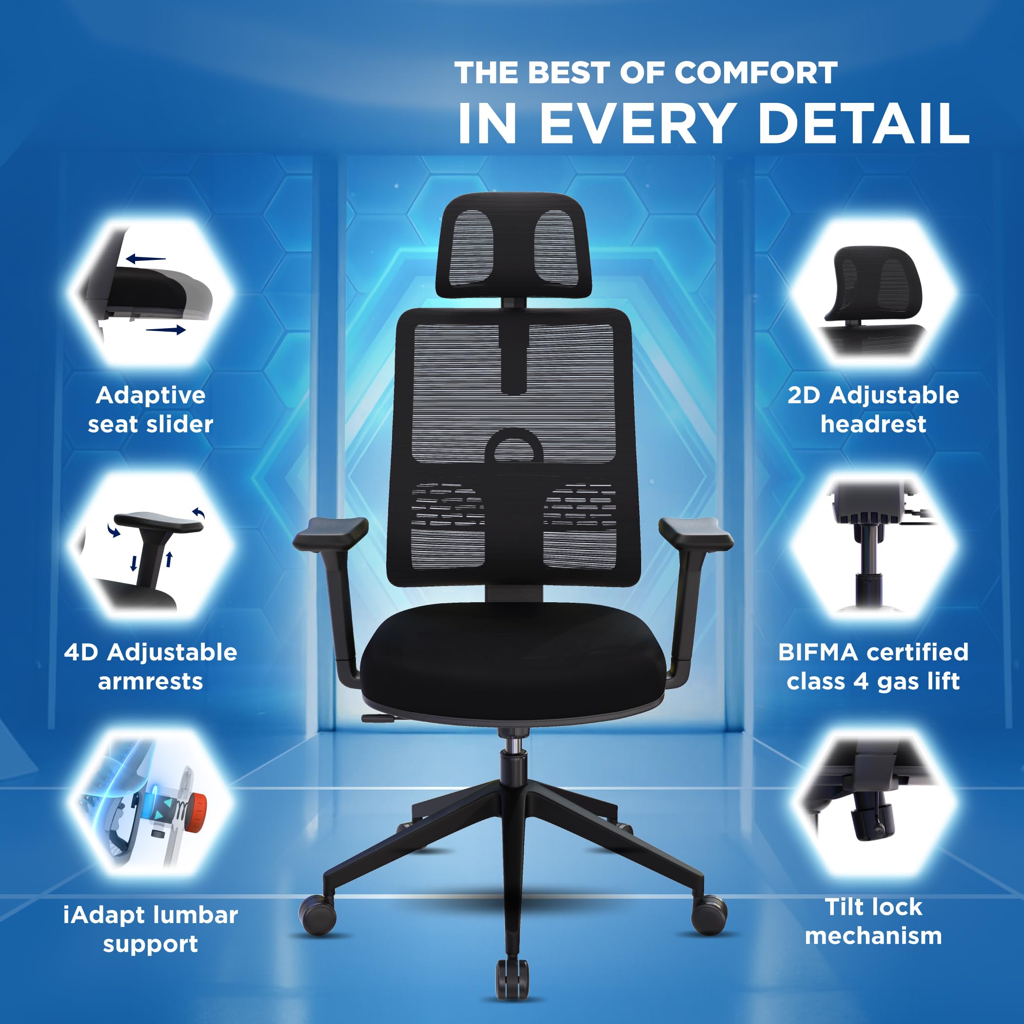 The Sleep Company Flex Ergonomic Office Chair Intelligent Iadapt