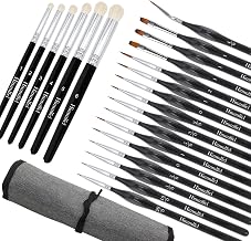 Drybrush Miniature Brushes, 6 Dry Brush and 16 Brushes for Fine Details for Acrylic, Watercolor, Gouache, Oil, Model Brush for Warhammer 40K, Citadel, Model, Figure, Miniature