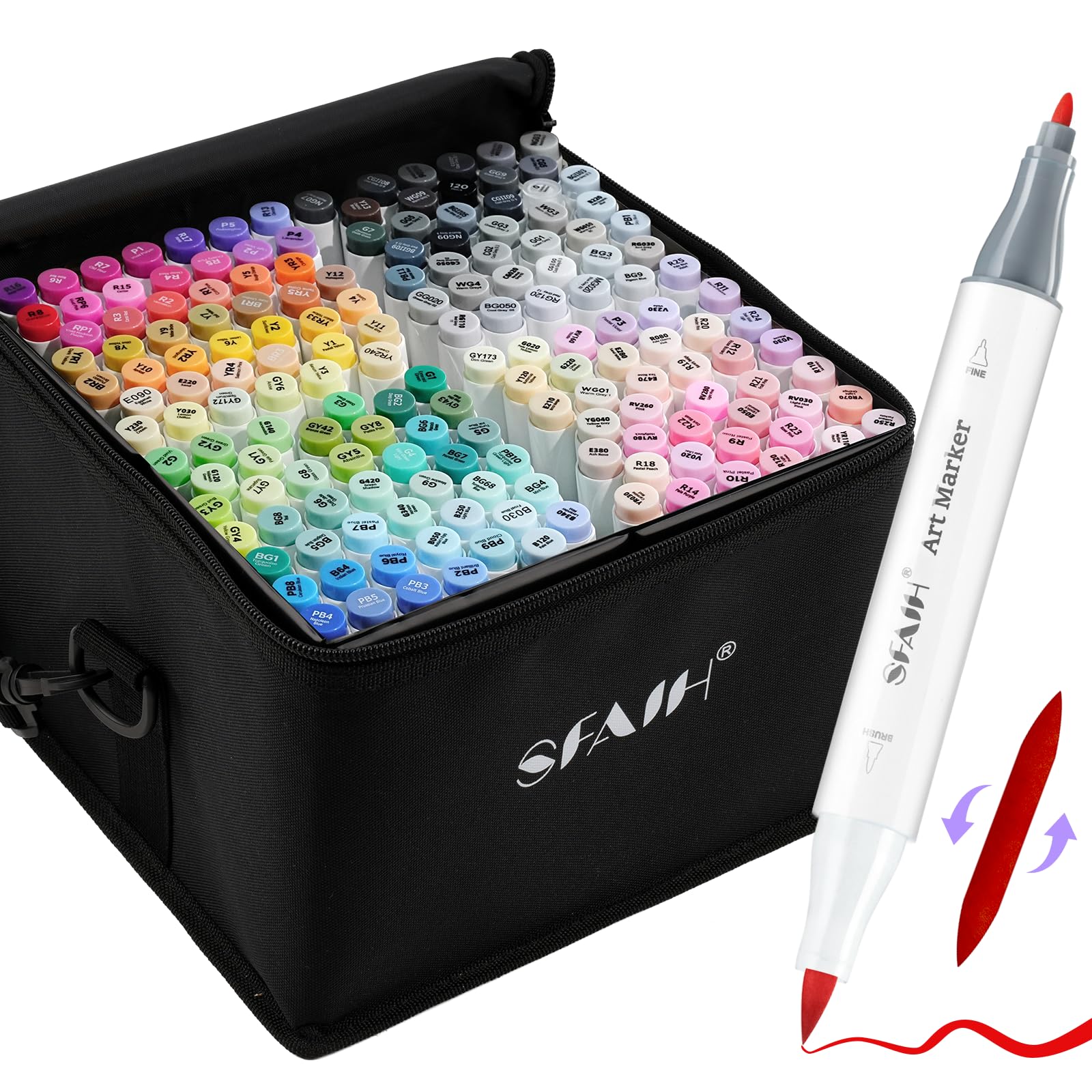 SFAIH 169 Colors Alcohol Markers Fine and Chisel