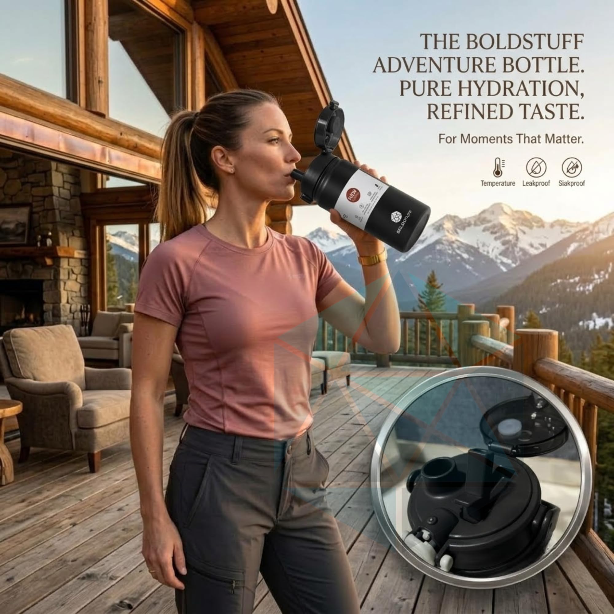 BOLDSTUFF Sports Water Bottle - Black -8 BOLDSTUFF Sports Water Bottle - Black -8