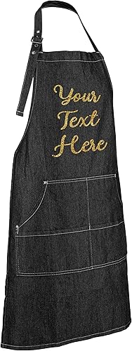 Miniatura 11 de Delantal de mezclilla personalizado: delantales de mezclilla hechos a medida para mujeres y hombres Índigo (Indigo Denim),Negro denin,Mezclilla