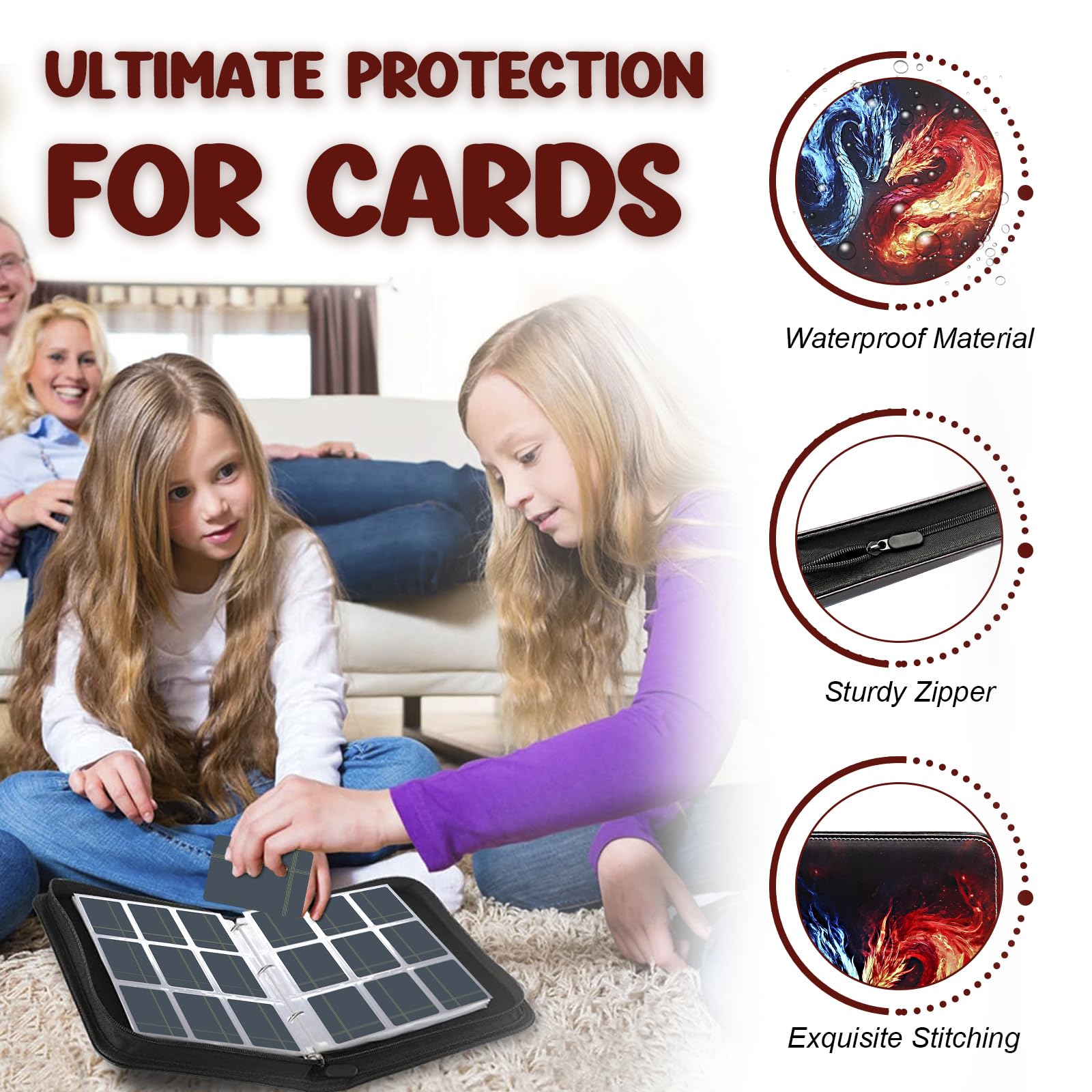 Card Binder 900 Pockets, Trading Card Binder 9 Pocket Card Collector Album Card Collection Binder with 50 Removable Card Sleeves for Boys and Girls Organized