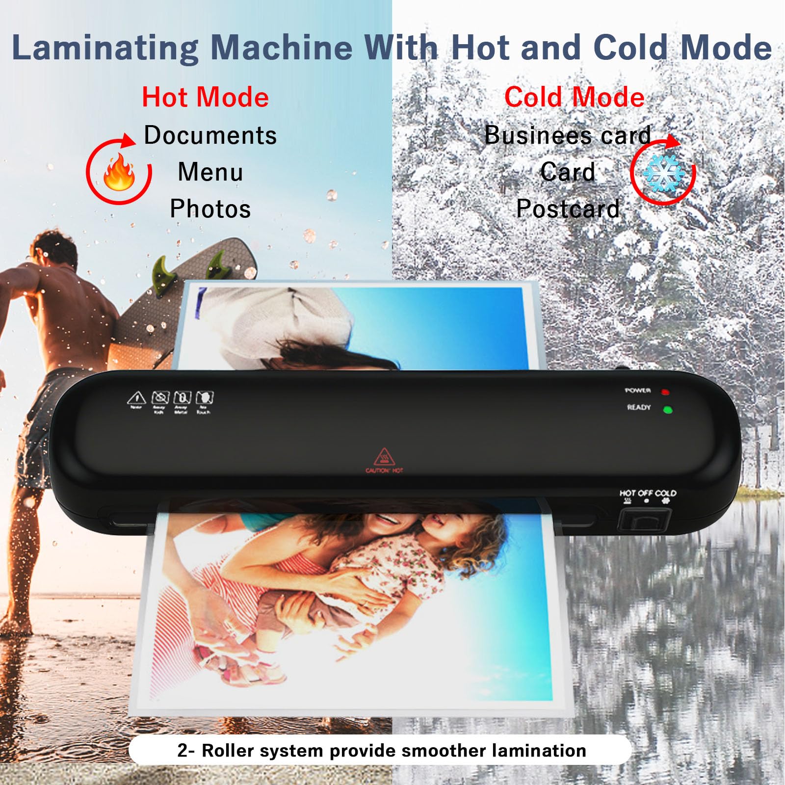 A4 Laminator Machine, 9 inch Thermal and Cold Laminators with 15 Laminating Pouches, Portable Laminator No Bubble for Home/Office/School use (Black) - Image 3
