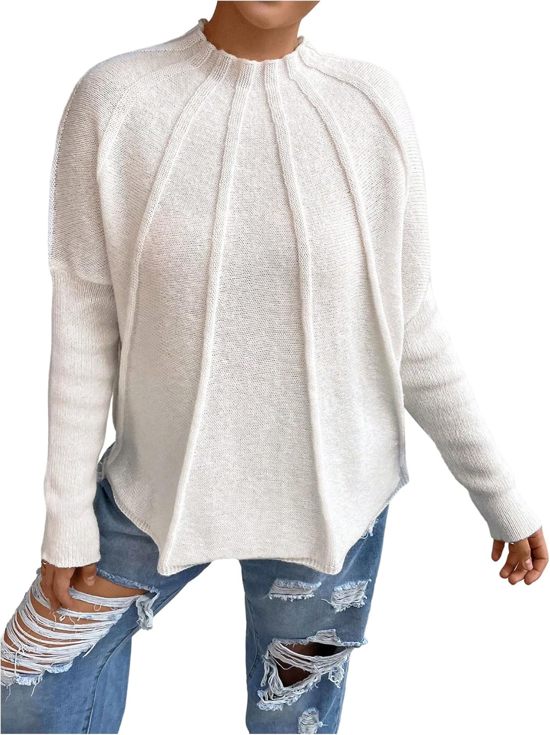 SOLY HUX Women's Plus Size Sweater Mock Neck Long Sleeve Knit Casual Trendy Fall Pullover Tops