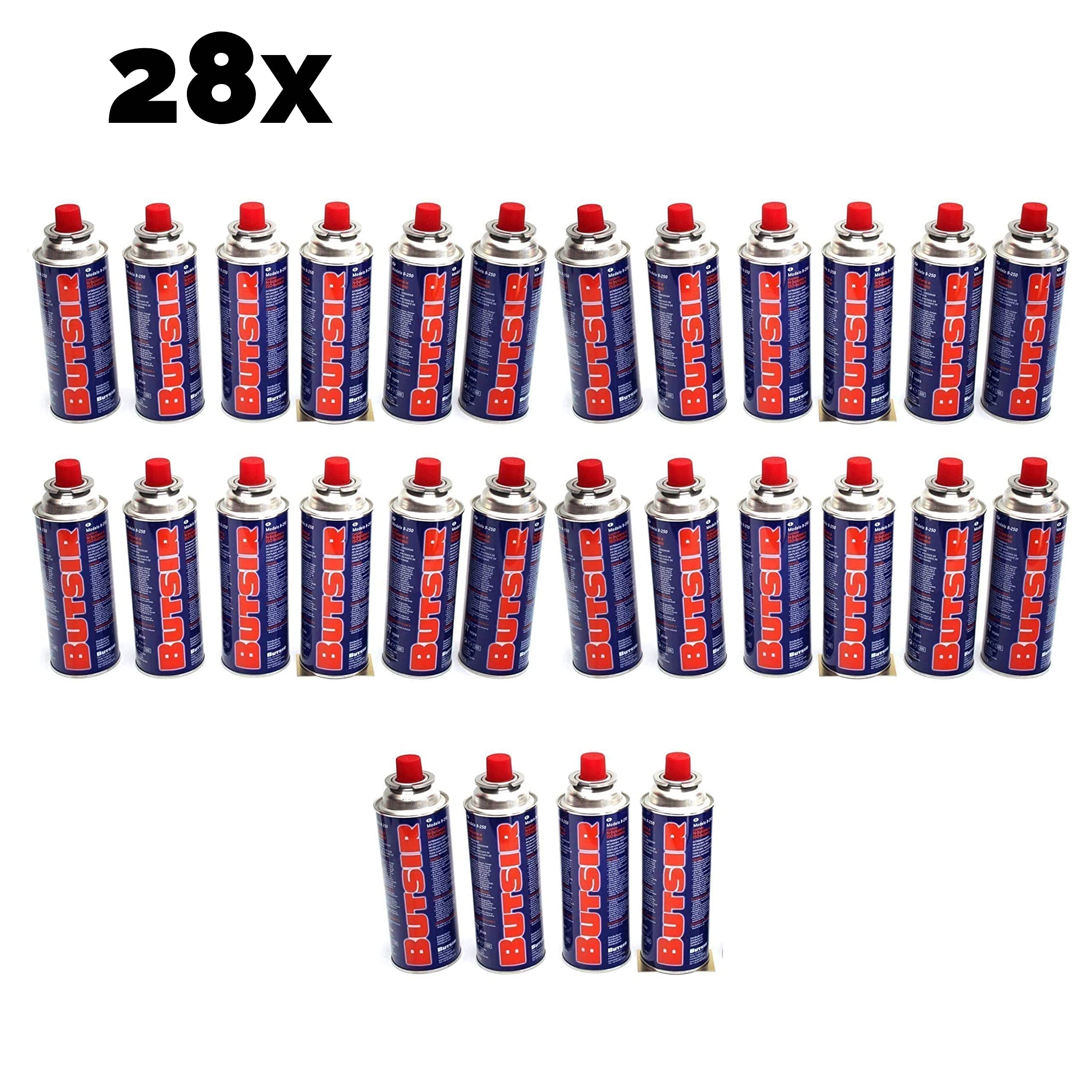 Butsir Gas 227 g Packung, mehrfarbig, 28 x Kartusche B-250 Brenner, Lötbrenner und andere Marktherde