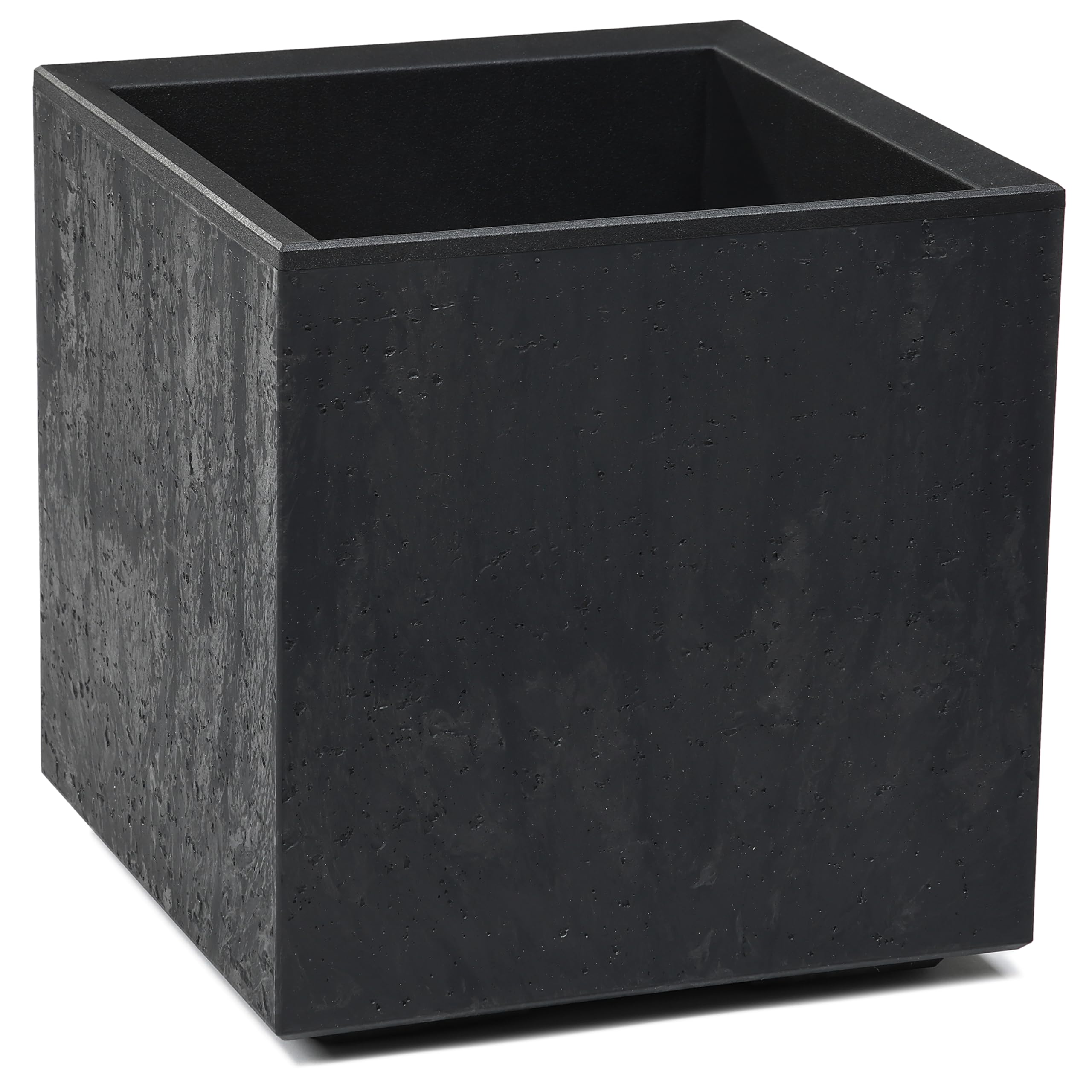 Tymar Vaso per piante grande con ruote 40x40x40, fioriere, grande vaso, vaso per piante, coprivaso XXL, vaso in cemento look plastica_KARO (cemento nero)