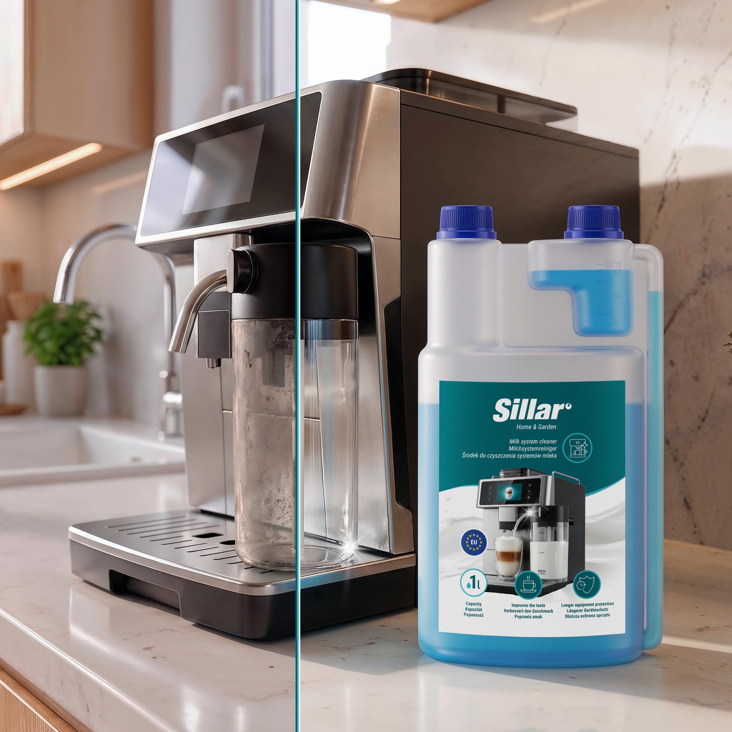 Sillar Limpiador del Sistema de Leche 3 x 1 L para Cafeteras y Espumadores