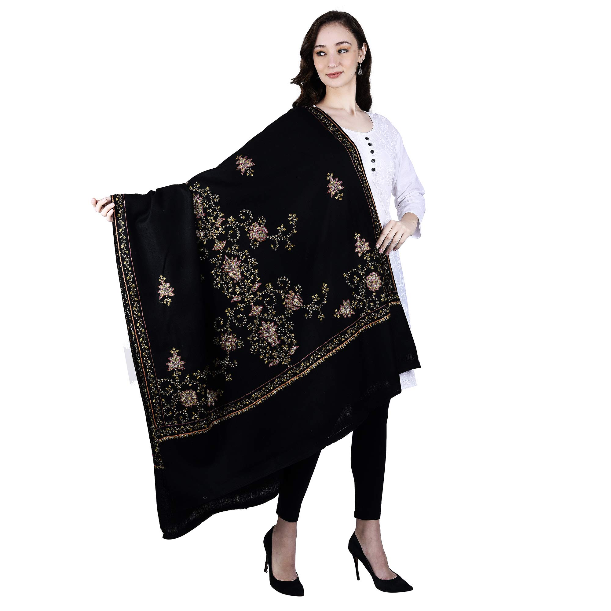 SWI WITH LABEL Women's Kashmiri Hand Embroidered Pure Wool Shawl
