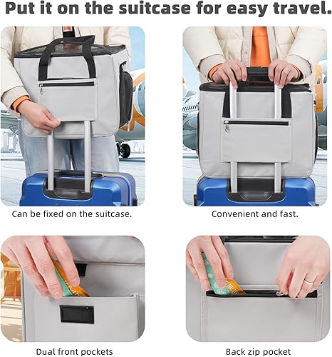 Vista 24 de Transportador de gatos y perros para mascotas de hasta 15 libras, aprobado por aerolíneas, plegable, para gatos y perros, transportador de gatos