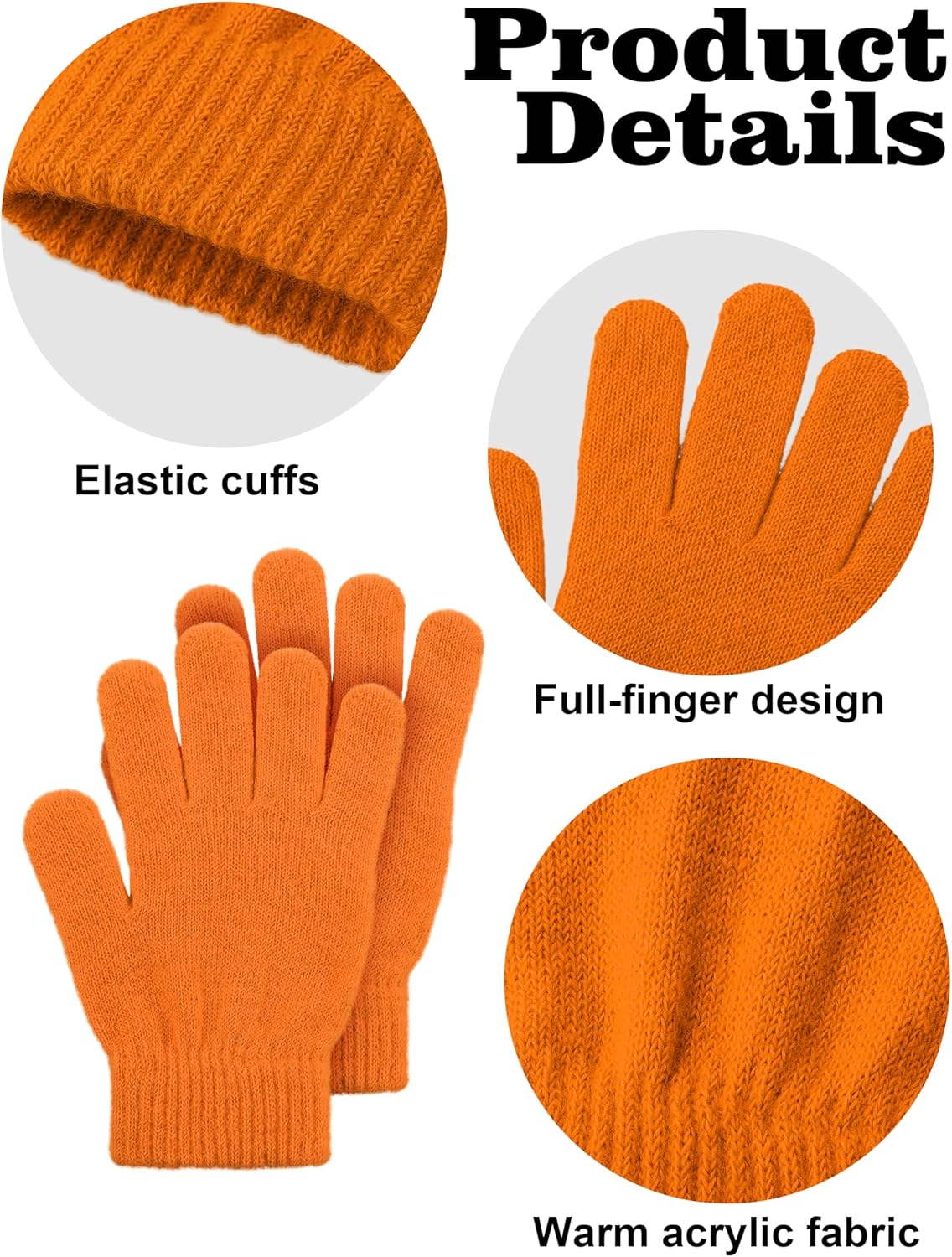 Cooraby 12 Pairs Kids Warm Magic Gloves Teens Winter Stretchy Knit Gloves Boys Girls Knit Gloves - Image 2