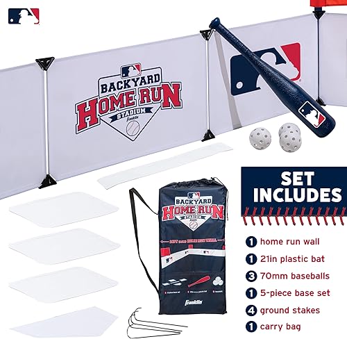 Miniatura 2 de Franklin Sports MLB - Estadio de béisbol para niños en el patio trasero - Juego de béisbol de plástico para niños con paredes de jonrón, bate, bolas