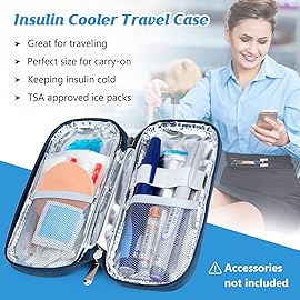 YOUSHARES Insulin Cooler Travel Case - Portable Refrigerated Medicine Case for Insulin Pen, Medication and Diabetic Supplies with 2 TSA Approved Ice Pack