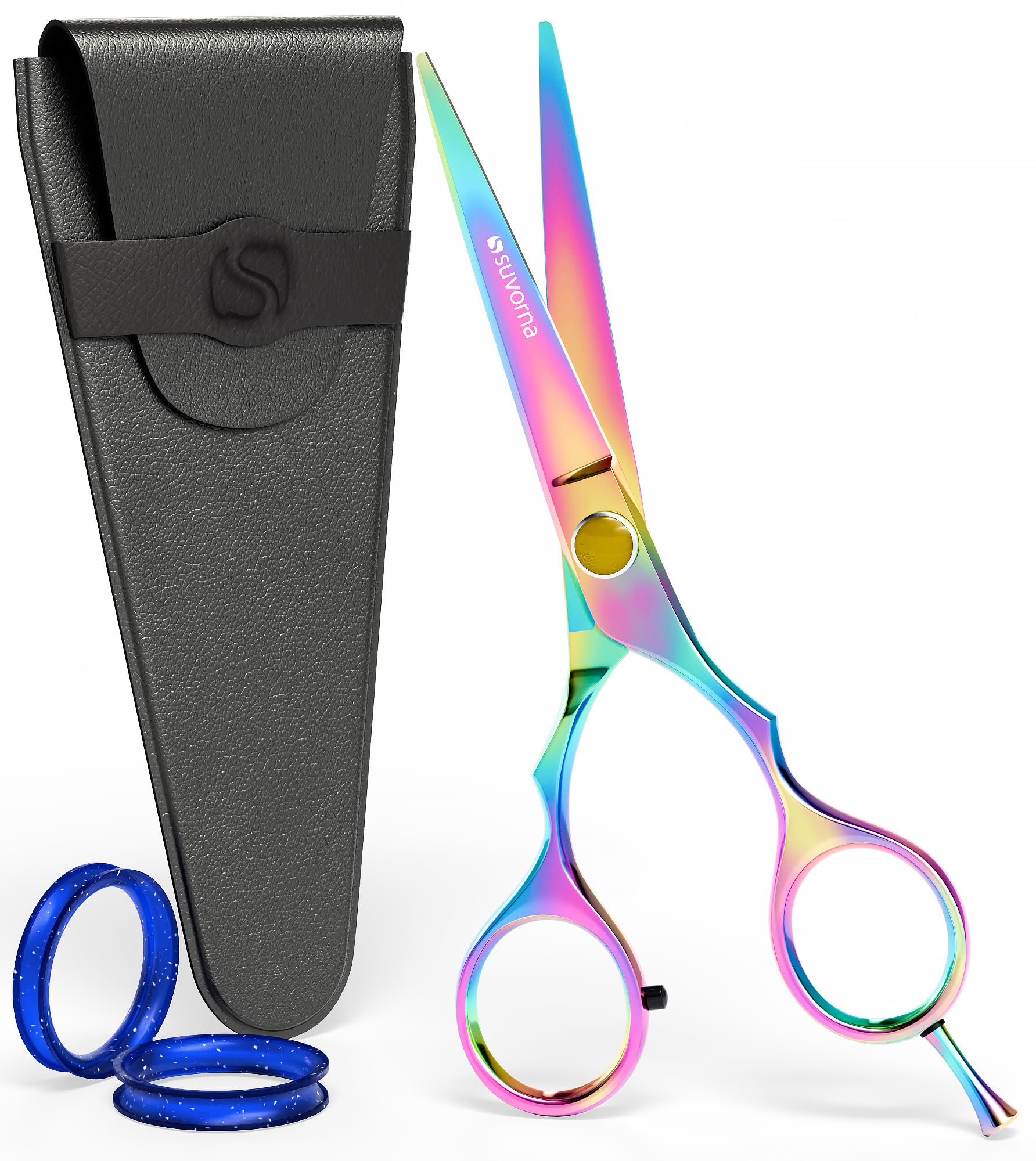 Suvorna 5.5" Multicolor Hair Cutting Scissors for Professionals, Barbers - Hair Shears for Cutting, Trimming, Grooming - Sharp Hair Scissors