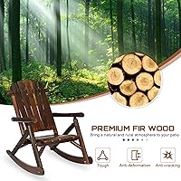 Vista 4 de HOMEDIARY Silla mecedora Adirondack de madera, silla mecedora de troncos para patio al aire libre con diseño de madera de rejillas, respaldo alto