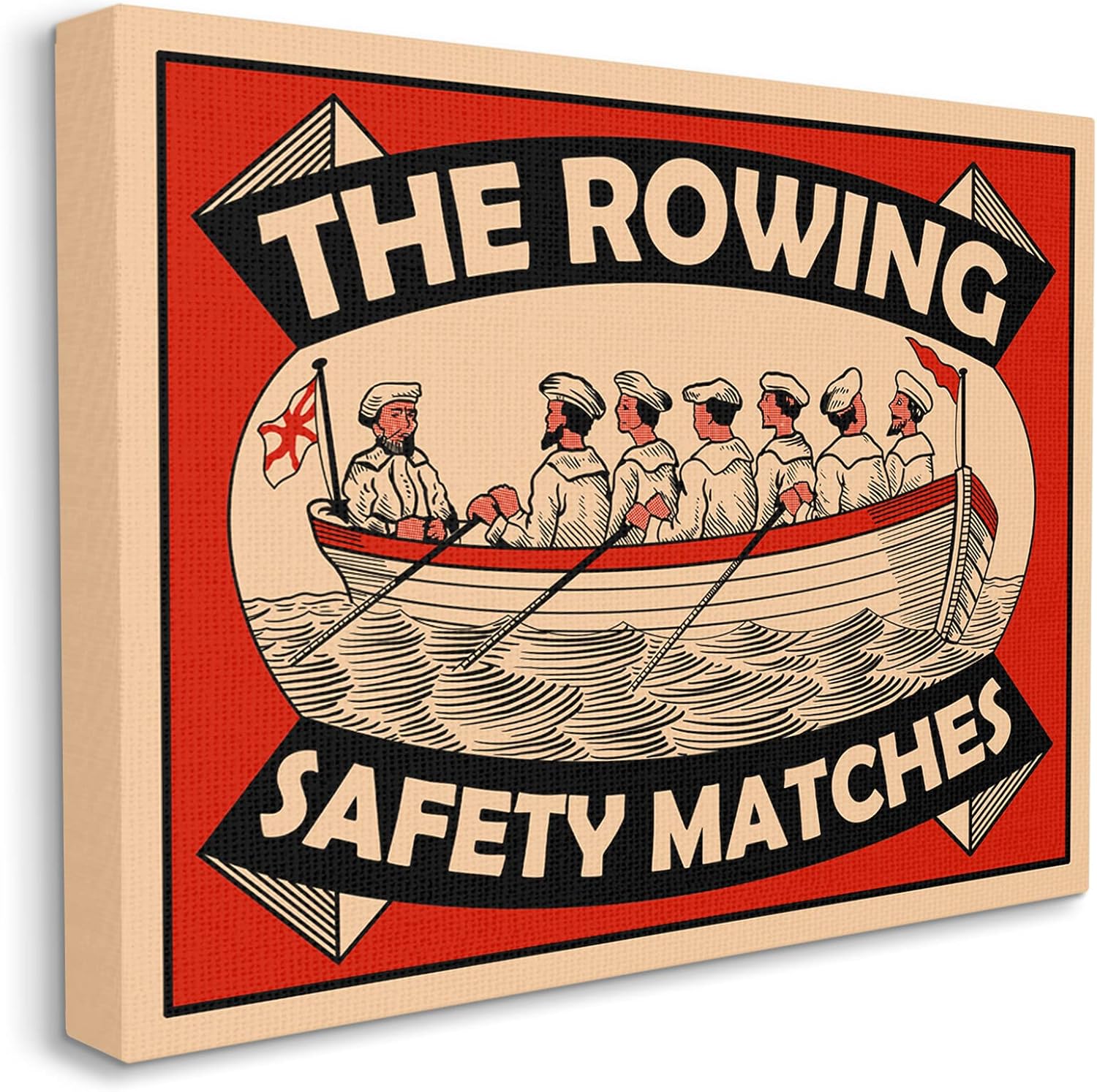 Stupell Industries The Rowing Team Safety Matches Vintage Nautical Sport, Designed by Mark Rogan Canvas Wall Art, Red