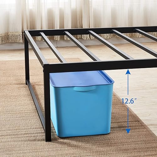 Miniatura 37 de VECELO - Base de cama metálica, no necesita somier, base de colchón, soporte de listones de acero, color negro, tamaño king