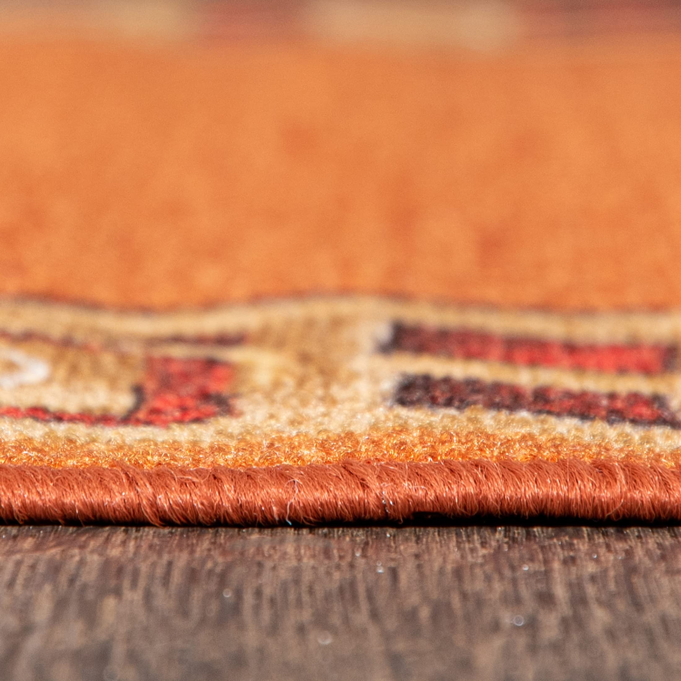 Mazovia Tapis de Couloir Couloir 80x775cm Orange Classique Rétro 90 Doux | Tapis de Couloir pour Cuisine Buanderie Chambre Entrée Antidérapant Chauffage au Sol Facile D'entretien Long Vendu au Mètre