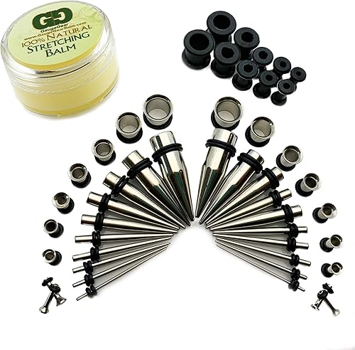 Ultimate Starter Kit de 20 unidades de acero 316L 16G-00G 18 unidades de túneles de oreja de acero inoxidable 316L 14G-00G Kit de dilatadores