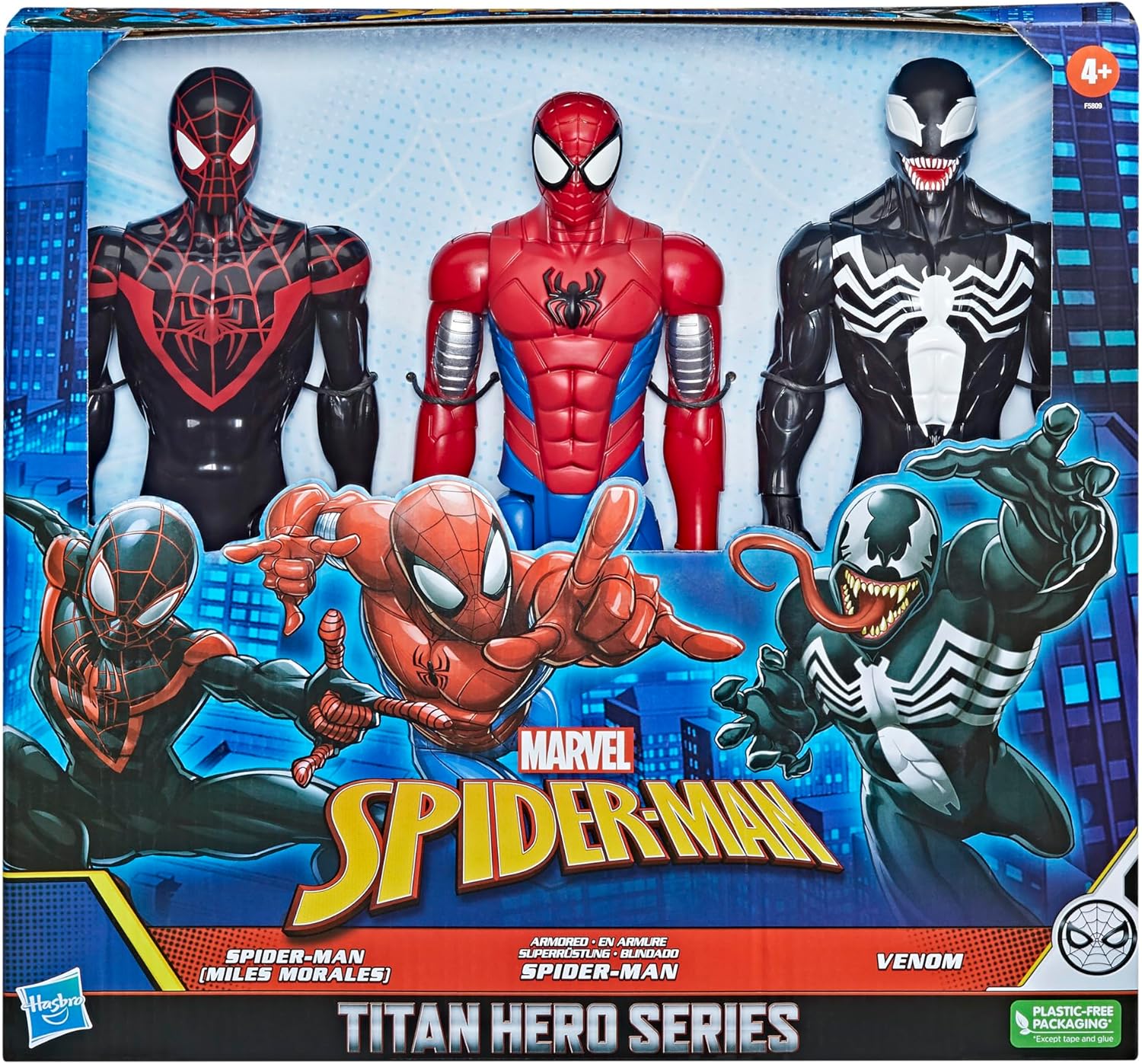 Hasbro Spider Man Miles Morales and Venom 3 Figure 30cm Spiderman Titan Hero F5809