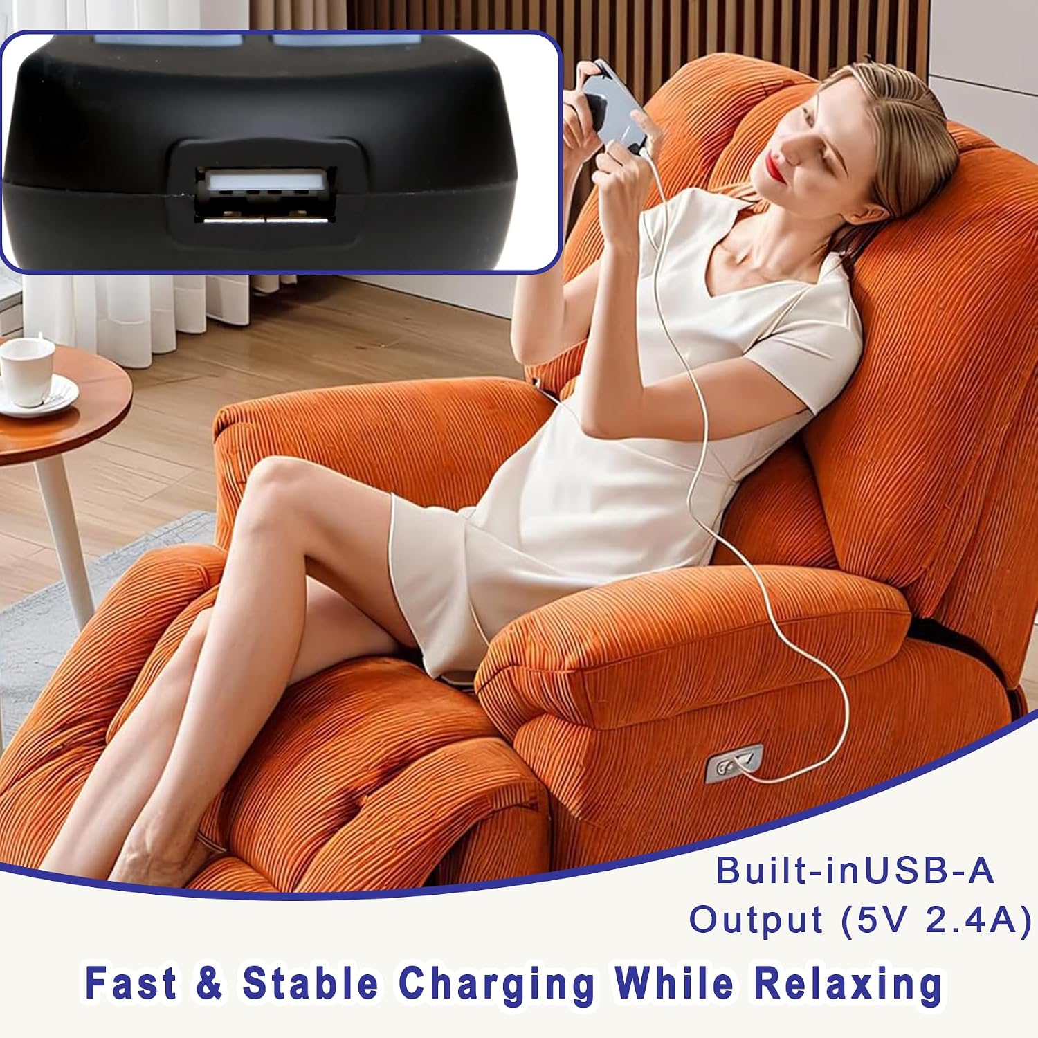 Lift Chair Remote Replacement, 4-Button Dual Motor Remote for Lift Chair & Recliner Replacement Parts, LED Backlight, USB Charging Port Adapter, Recliner Hand Control, Universal 5-Pin Plug