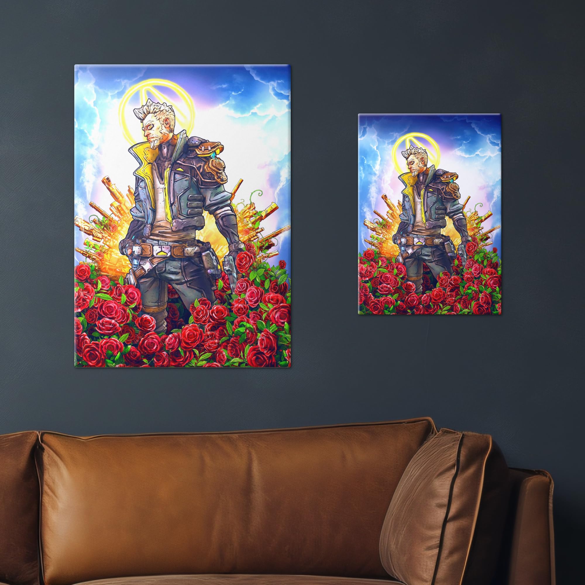 Displate Metall poster Borderlands Zane Roses Größe L | Bilder Wanddeko Wohnzimmer & Schlafzimmer Wandbilder, Geschenk. Wandkunst mit Magnet-Befestigung, ohne Bohren.