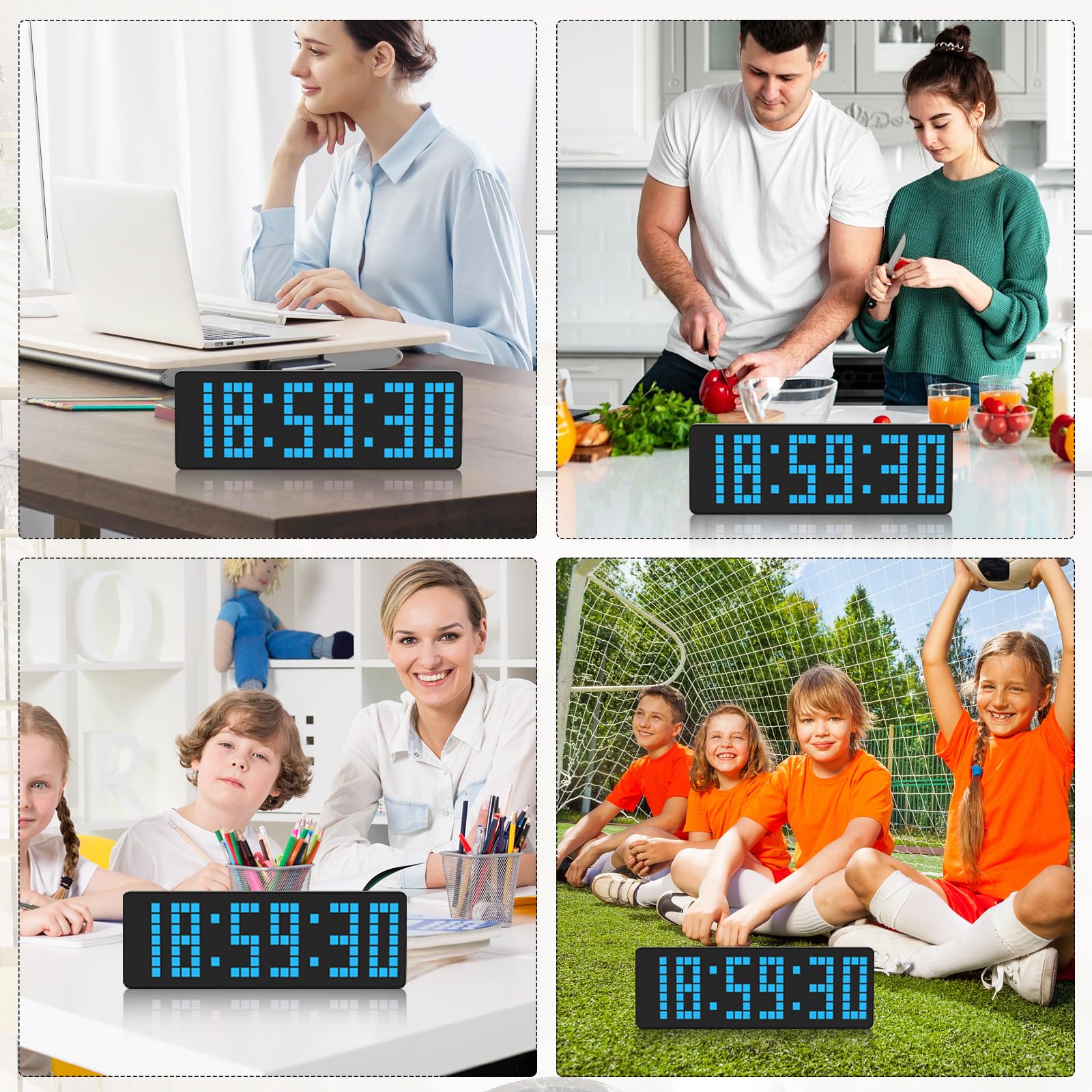 Timer Palestra, Orologio Palestra Digitale da 13,2" LED Orologio da Parete Digitale Grande con Conto alla Rovescia/Cronometro per Allenamento per Uso Interno ed Esterno Casa Esercizi Sportivi (Blu)