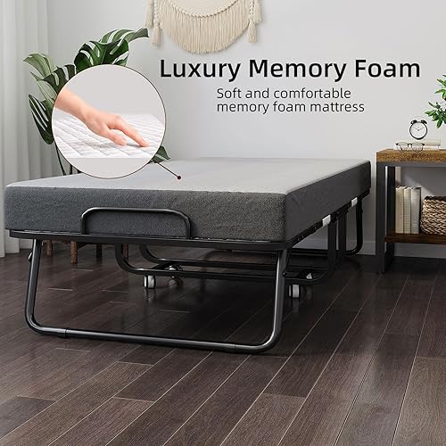 Miniatura 4 de COTUBLR Cama plegable con colchón, cama plegable portátil para adultos de 75 x 31 pulgadas, cama plegable de día con espuma viscoelástica de alta
